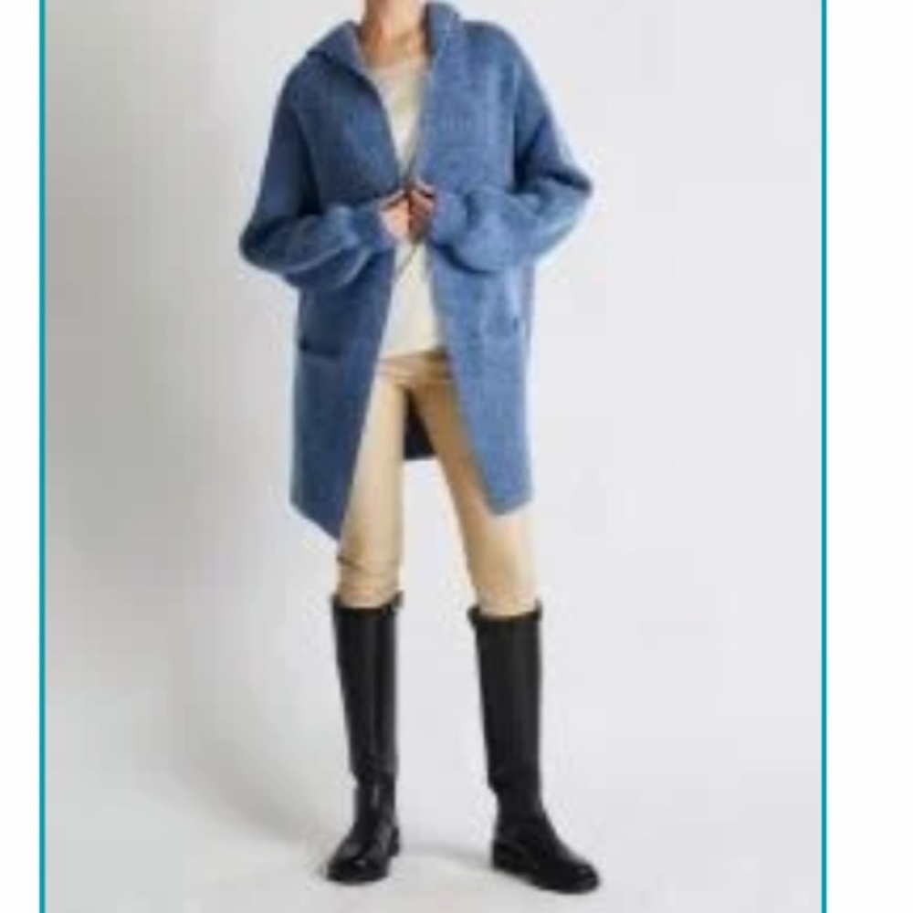 Cashmere Cardigan With Hood Vivian in Denim by Beryll
